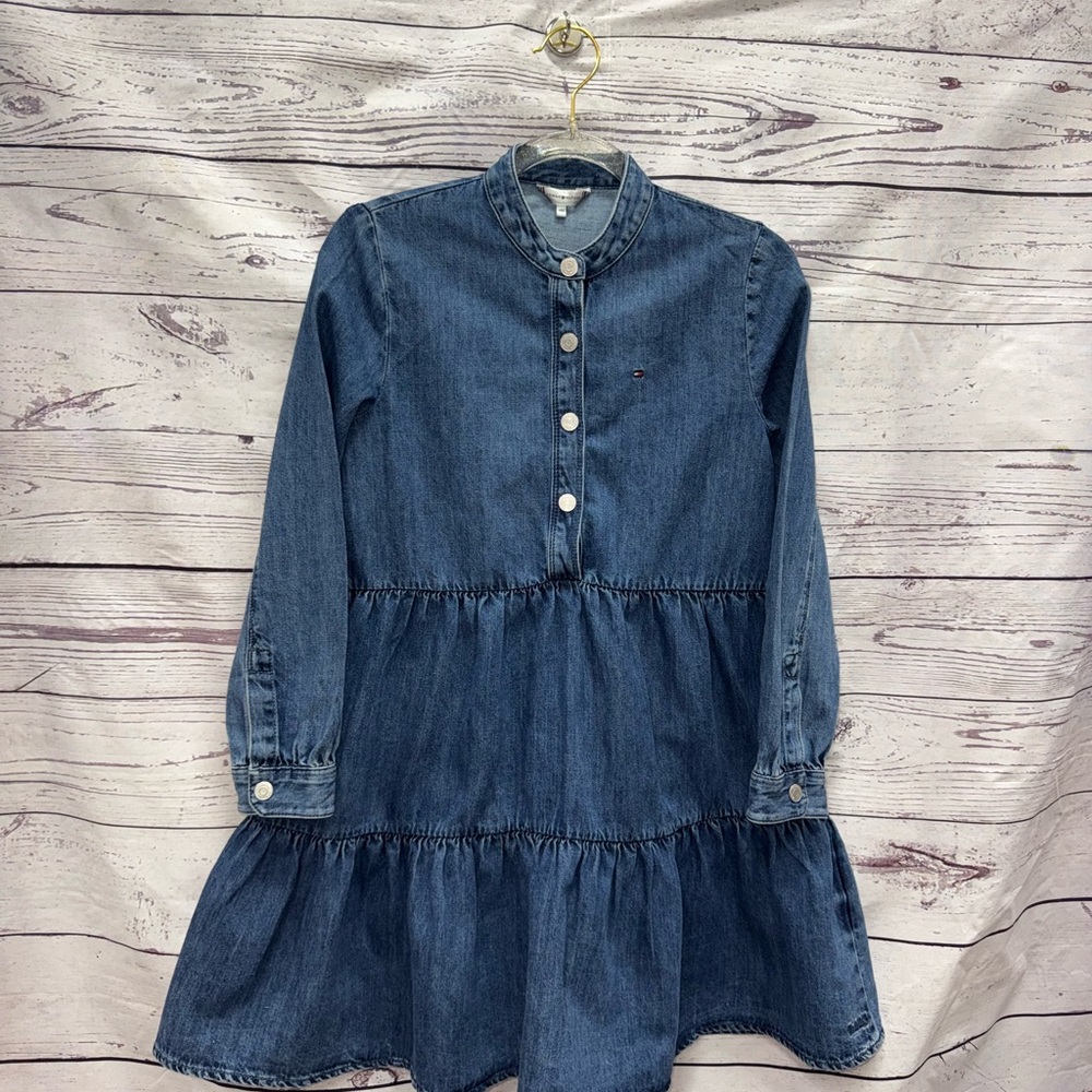 Tommy Hilfiger Blue Denim Tiered Ruffled Dress Size 10/ 140